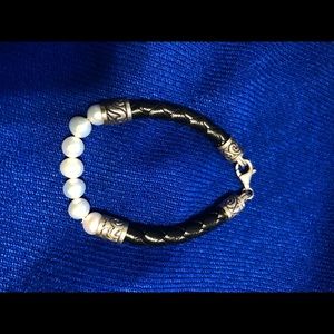 Leather and Pearl Bracelet